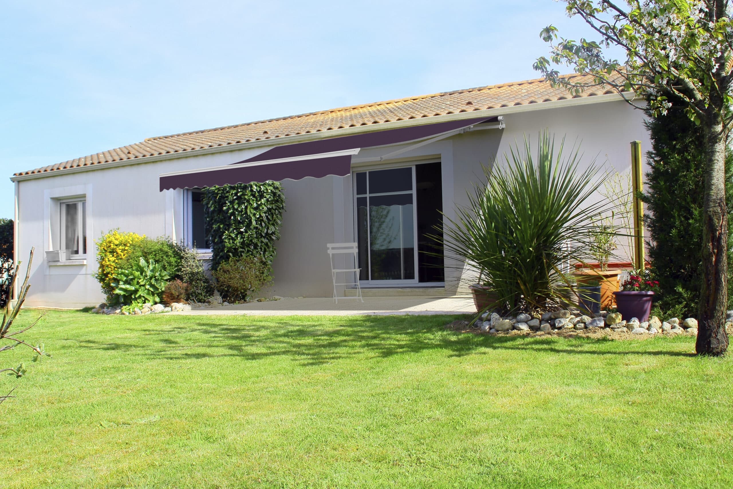 maison individuelle et son jardin en été