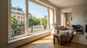 Fenêtre double vitrage performante dans un salon lumineux